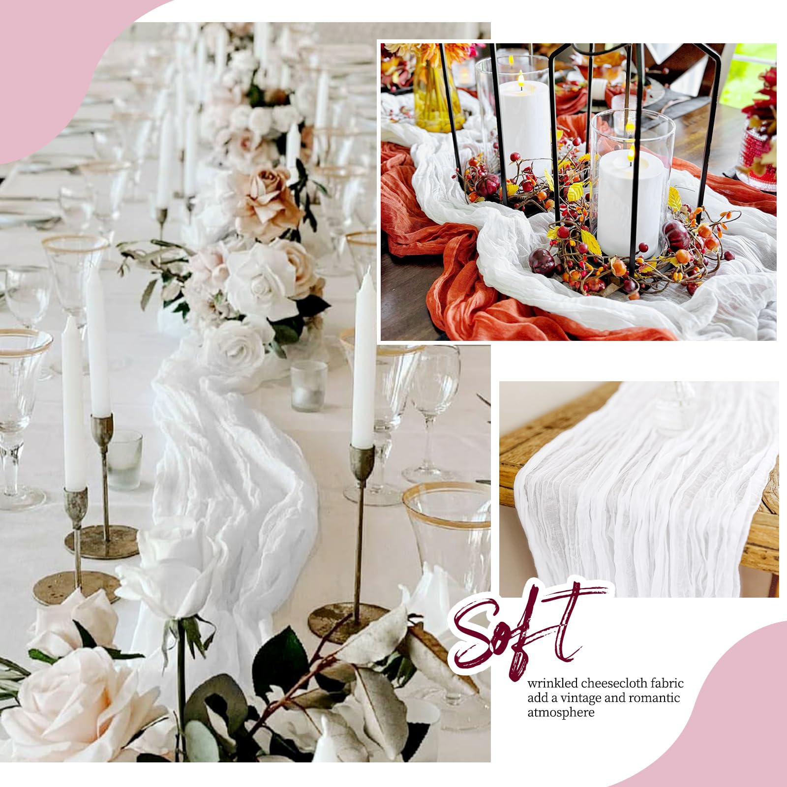 RealBox wedding table decor runner enhances centerpiece presentation.