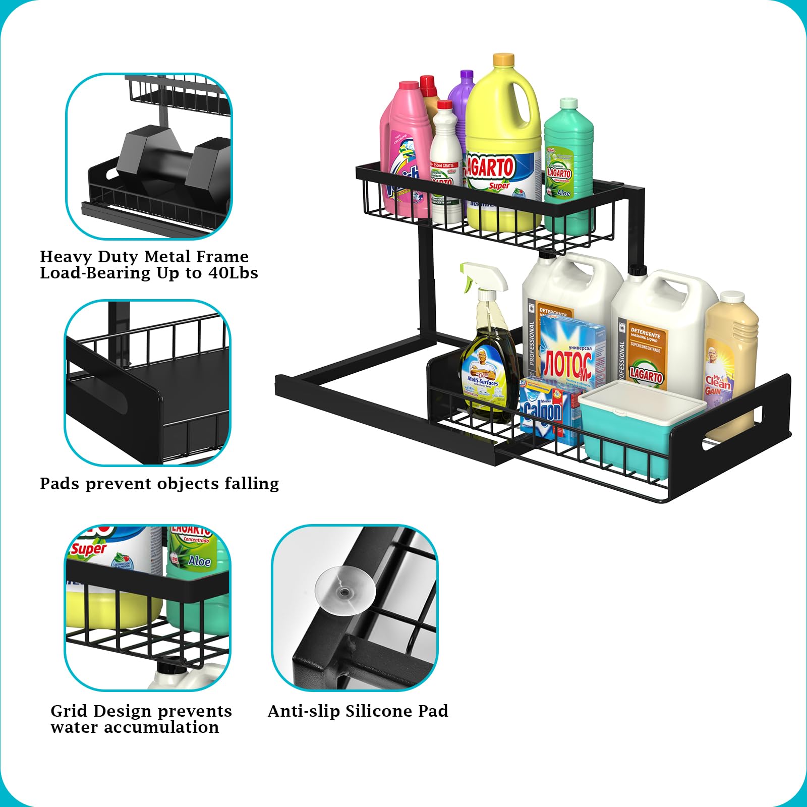 REALINN bottom suction cups and tapes stabilize installation