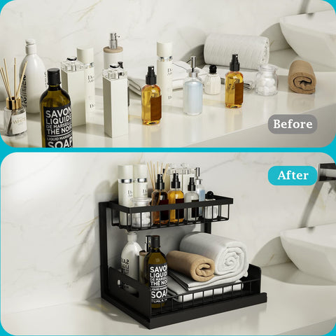REALINN sliding drawer provides smooth access to items under the sink