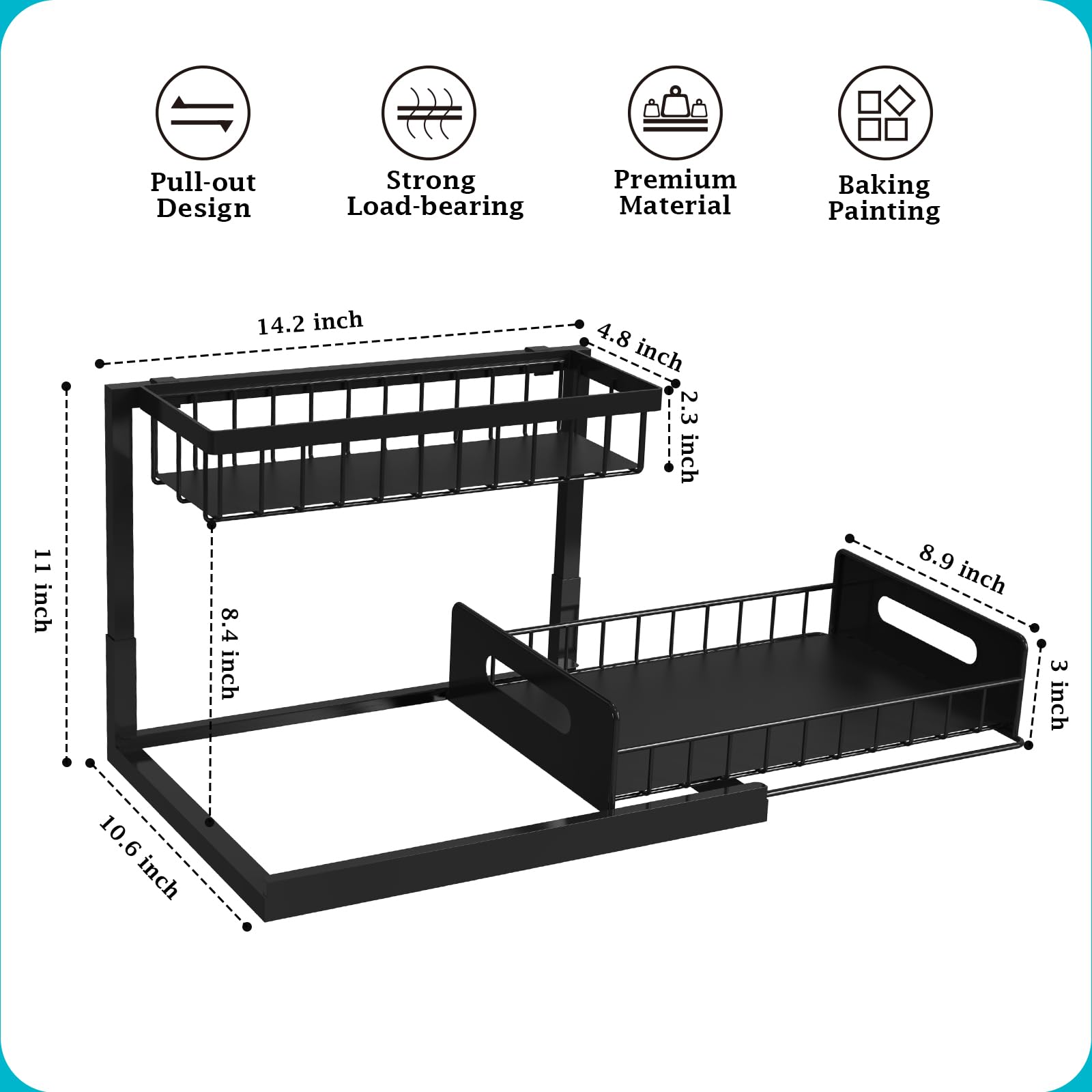 REALINN top and bottom baskets layout around plumbing saves space