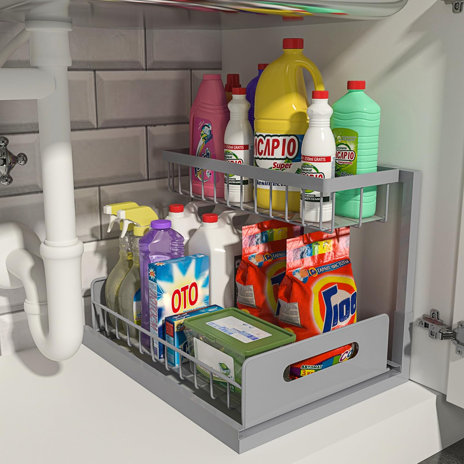REALINN under sink organizer 2 tier slide-out for easy access