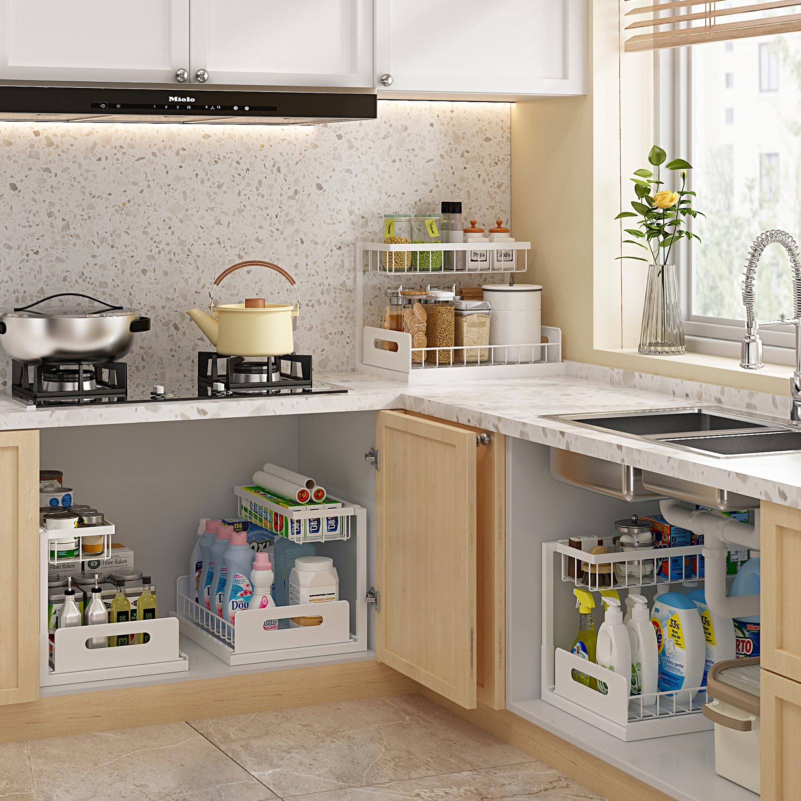 REALINN under sink organizer grid design prevents water pooling