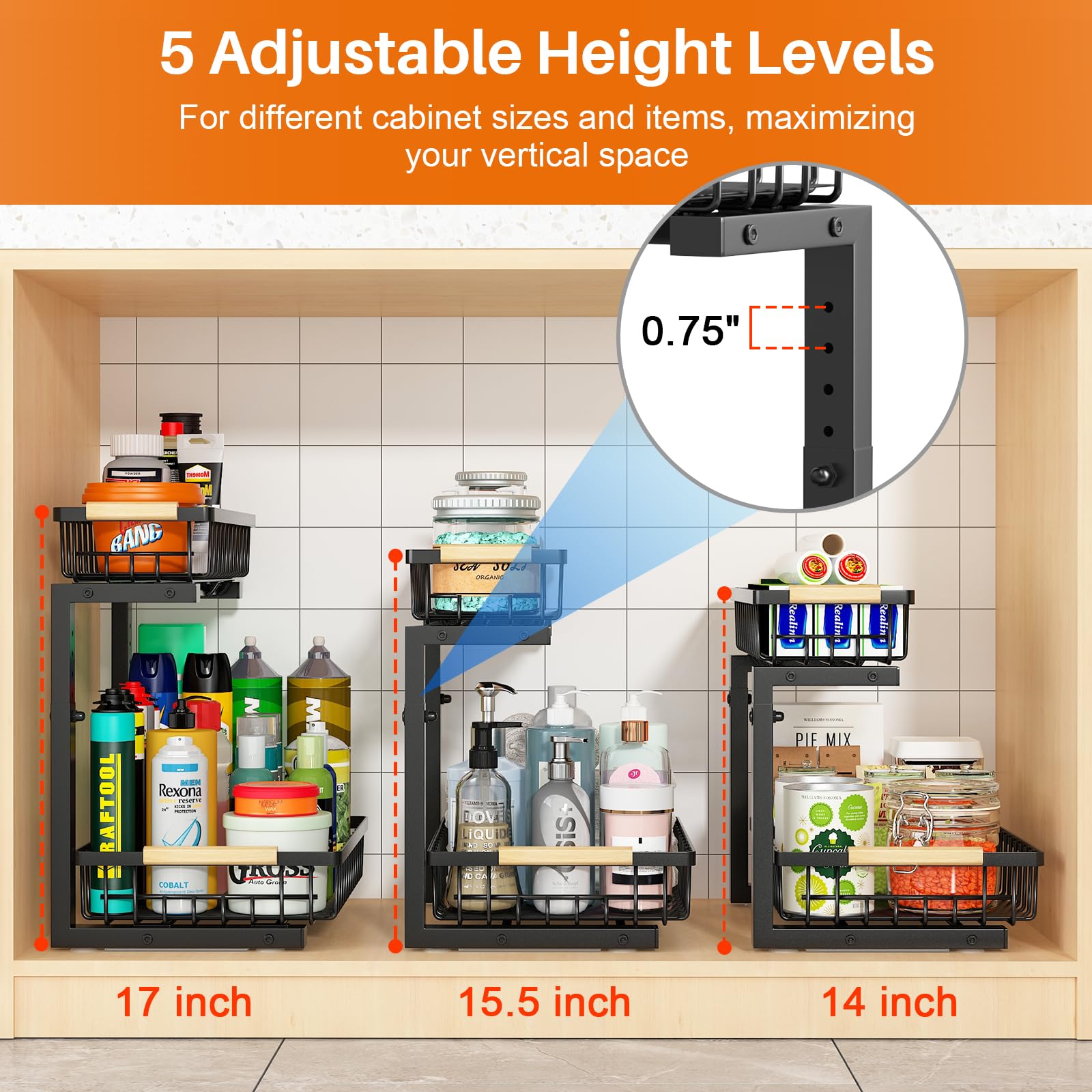 REALINN under-sink organizer features an L-shaped design that saves space around plumbing