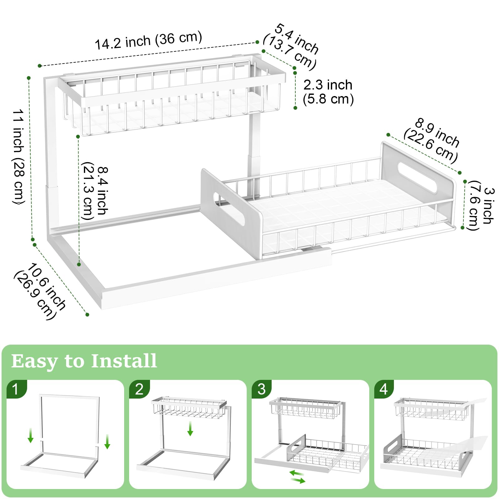 REALINN under sink organizer sliding drawer in action for easy access
