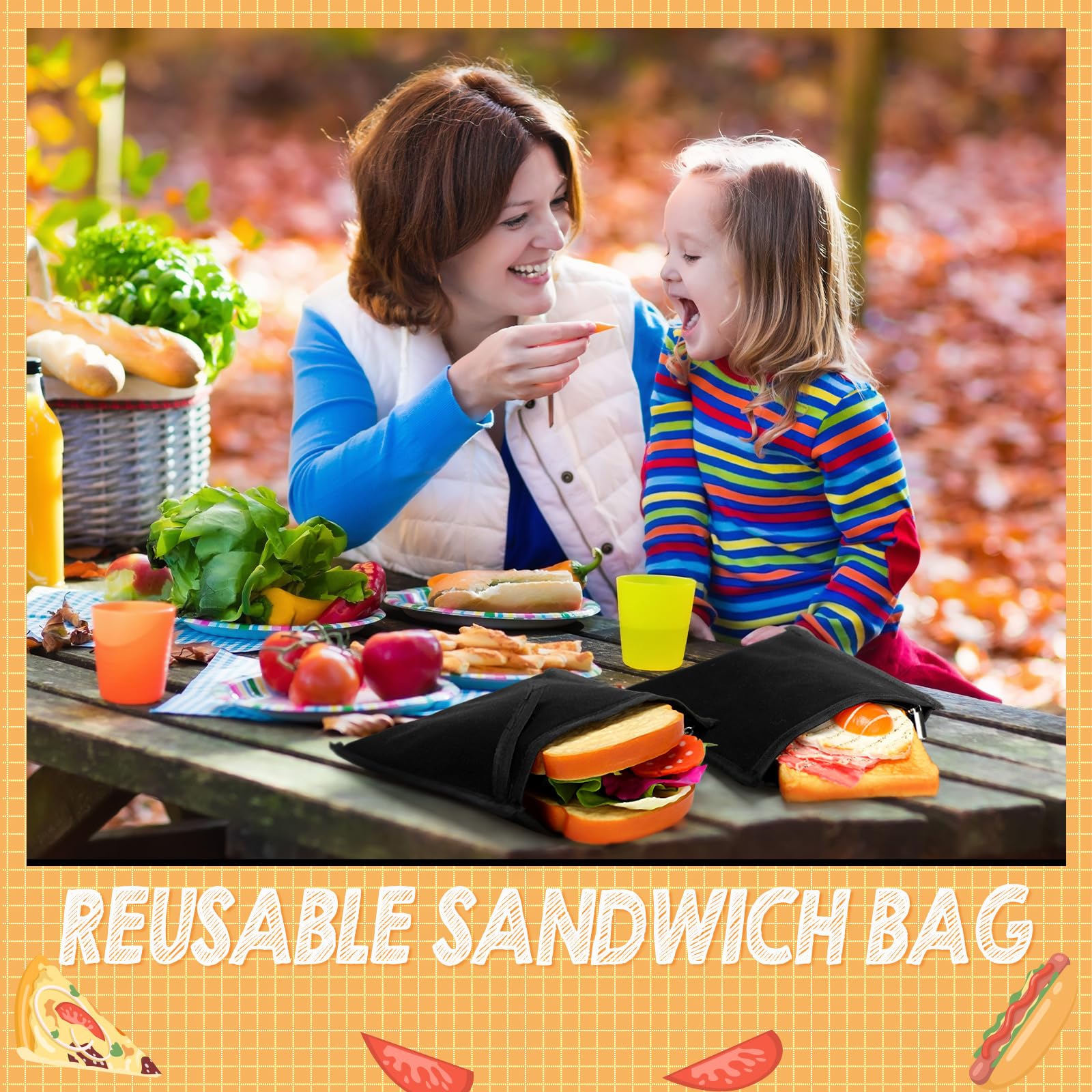 Reallnaive bags in use at a picnic, versatile as lunch carry or cosmetics.