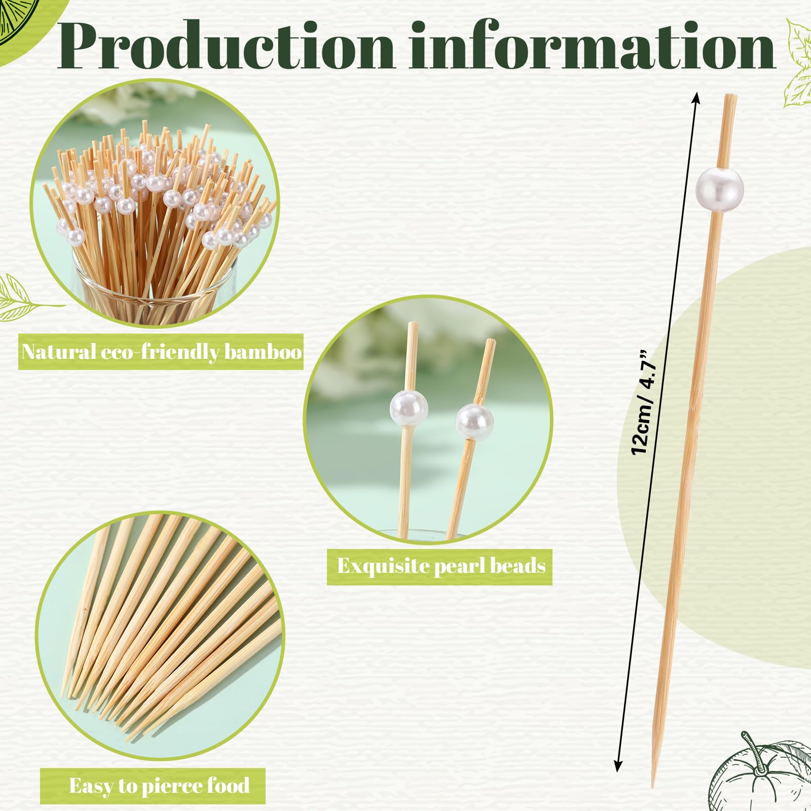 Reallnaive bamboo skewers with white pearl ends ideal for charcuterie.