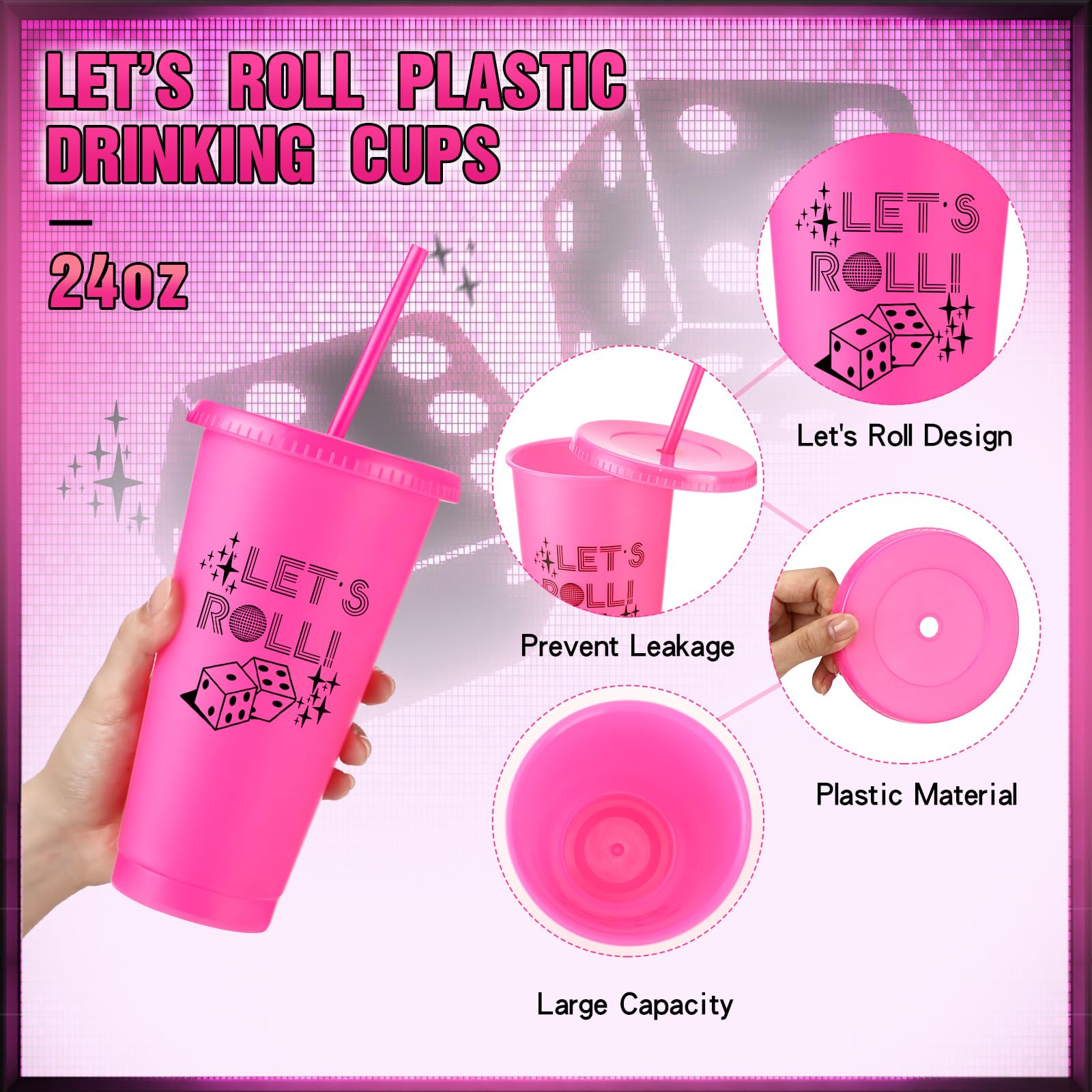 Reallnaive bunco cup in black with lid and straw for party durability