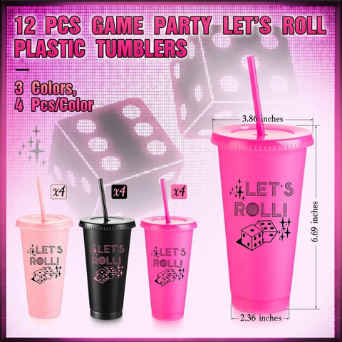 Reallnaive bunco cup in pink with lid and straw for easy sipping
