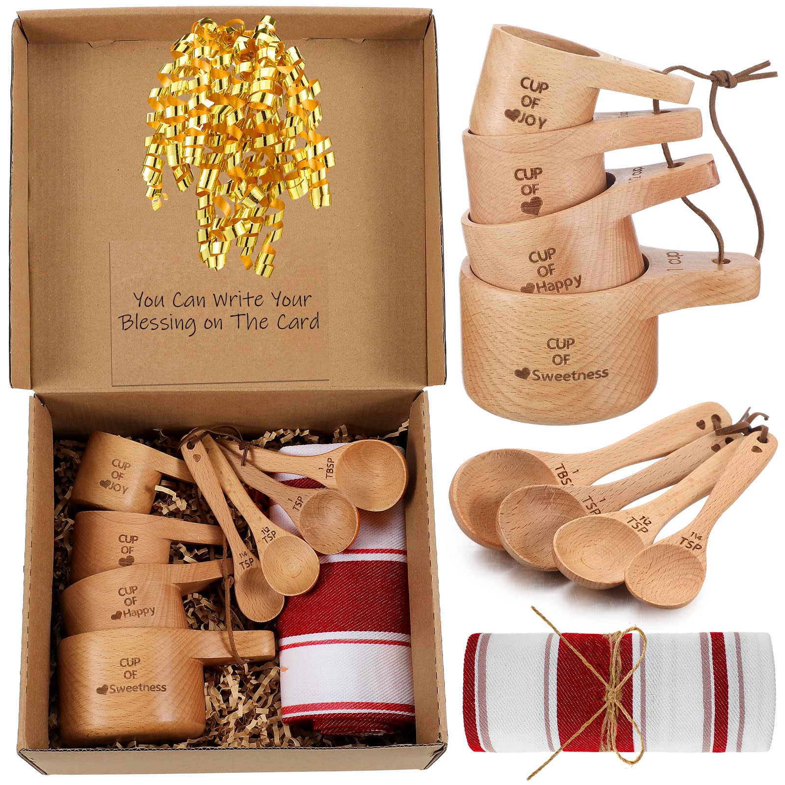 Reallnaive Christmas wooden measuring cups stacked for space saving and style.