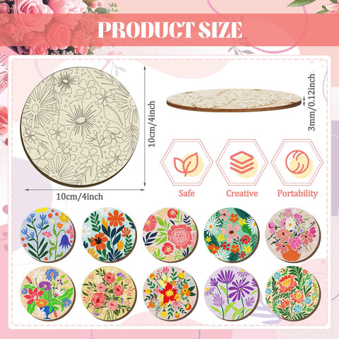 Reallnaive 4-inch coasters with markers, showing vibrant flowers for easy color customization.