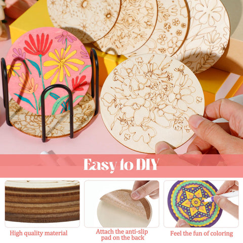 Reallnaive pine-wood coasters, smooth edges and sturdy build for durable DIY projects.