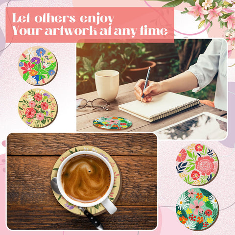 Reallnaive flower-pattern coasters ready-to-color kit for creative days with friends.