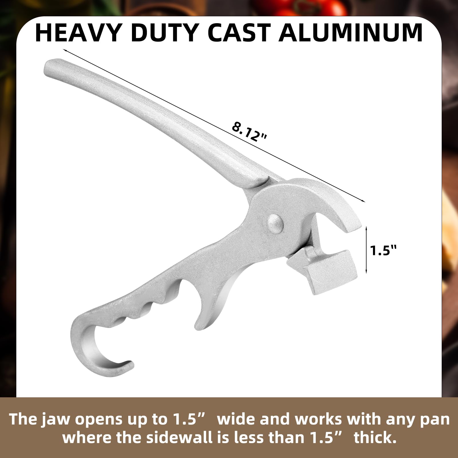 Reallnaive pizza pan gripper side angle shows dual-clip design for versatility.