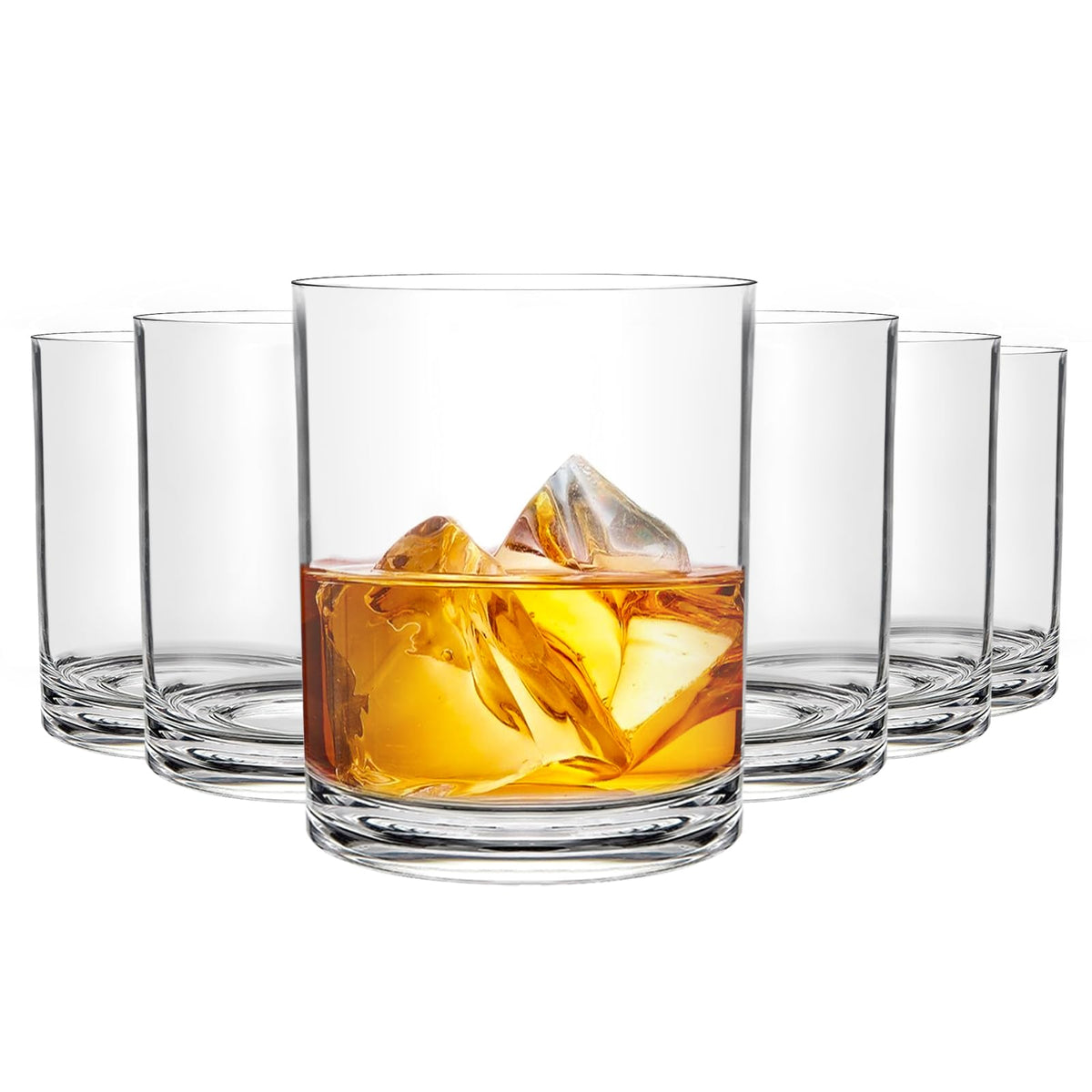 Realway 12oz unbreakable whiskey glasses show shatterproof durability for poolside or patio.