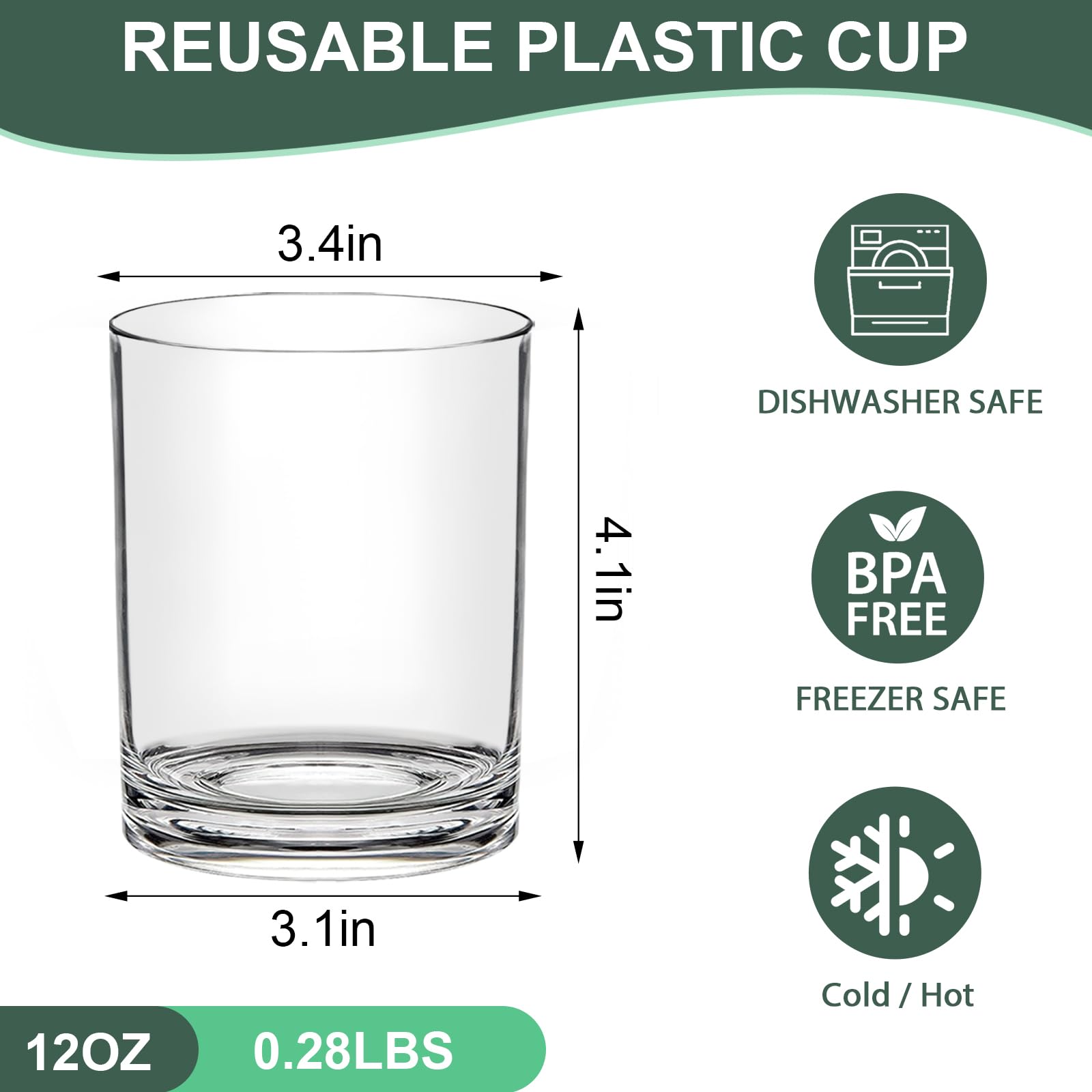 Realway plastic rocks glasses 12oz with a stylish, durable look.
