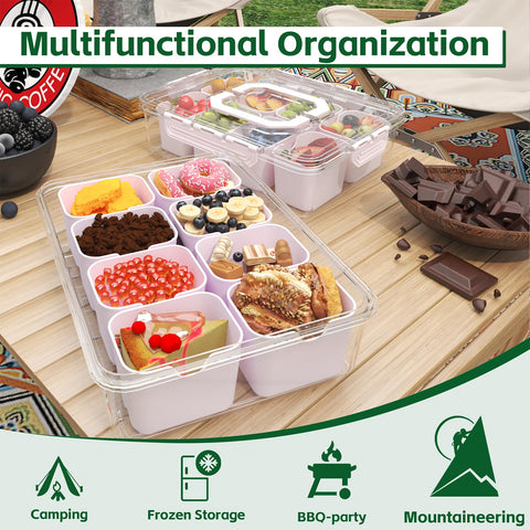 REBECAT eight-compartment tray ideal for colorful snack display and sharing