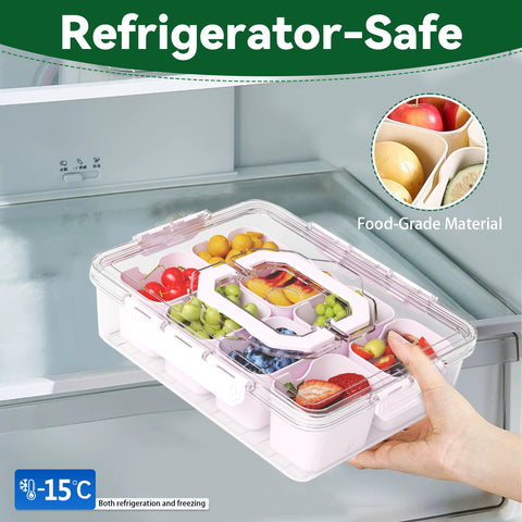 REBECAT durable plastic food storage tray with lid keeps contents protected