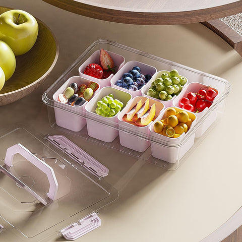 REBECAT party snack tray in pink ready for picnics and gatherings