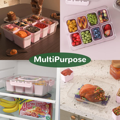 REBECAT snack box container with lid and carry handle for easy transport at parties