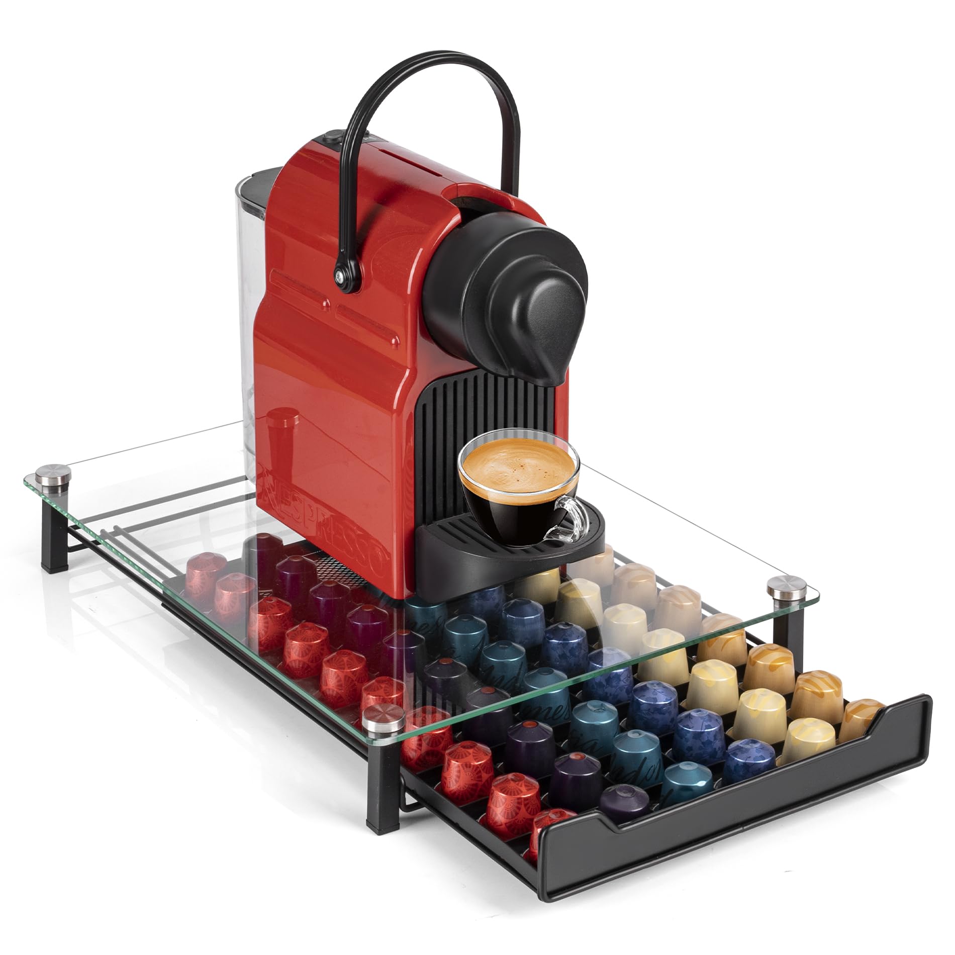 RECAPS coffee pod holder small drawer holds 60 Original Line capsules for organized countertops