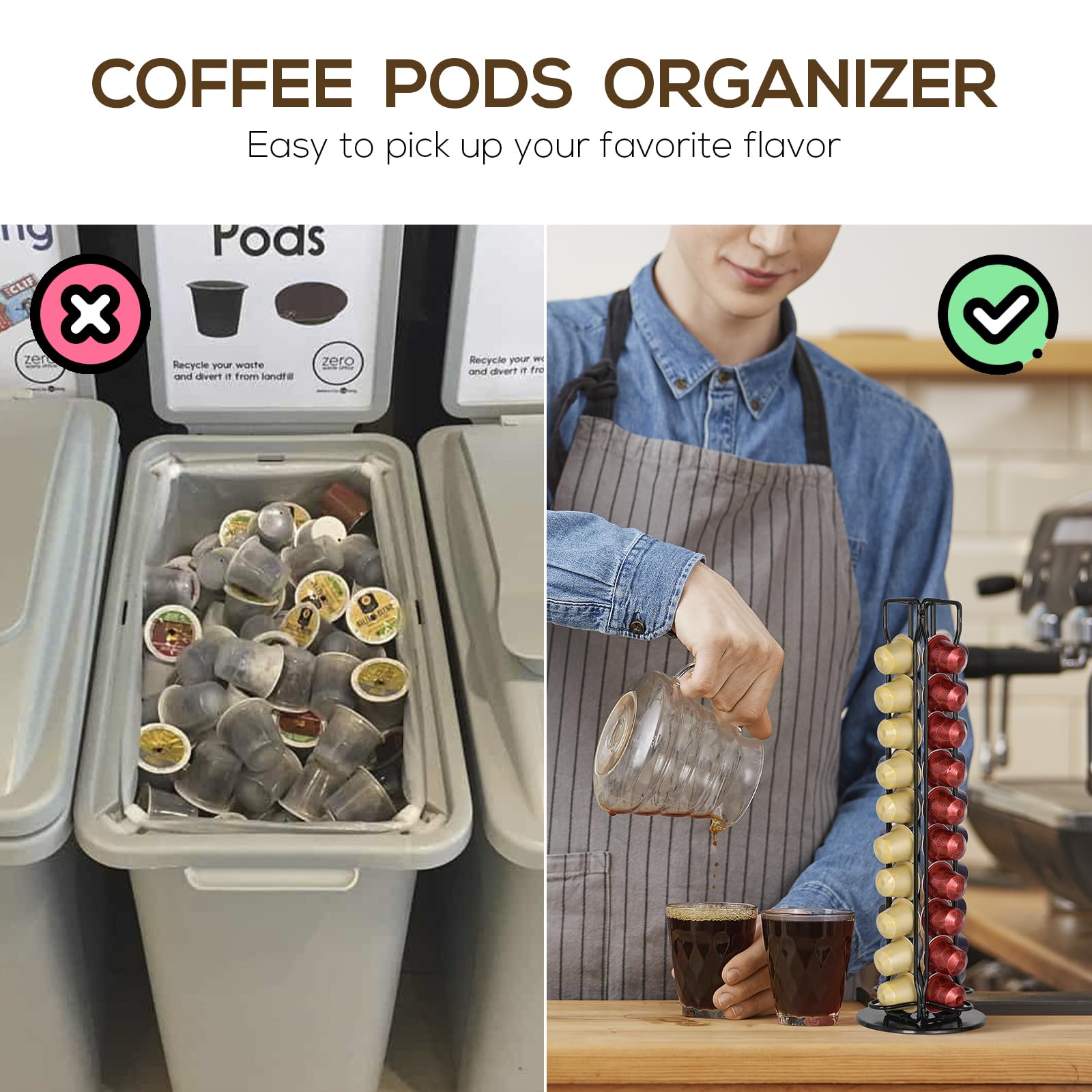RECAPS countertop storage keeps Nespresso capsules neatly arranged on the counter.