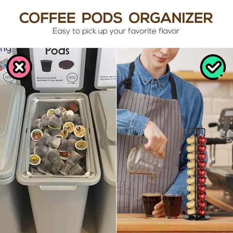 RECAPS countertop storage keeps Nespresso capsules neatly arranged on the counter.