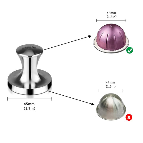 RECAPS tamper close-up handle highlights comfortable grip for consistent pressure.