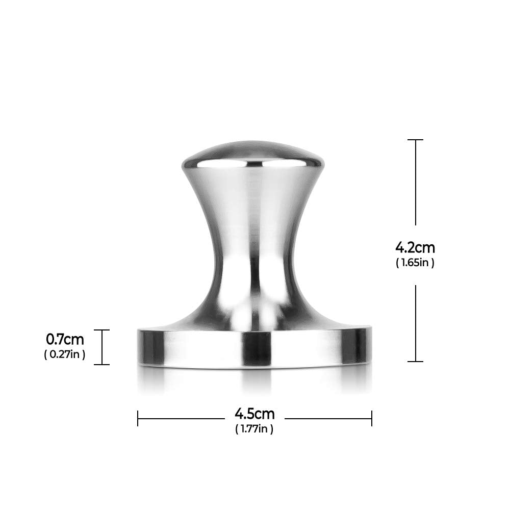 RECAPS tamper in use demonstrates easy pressing for evenly packed grounds.