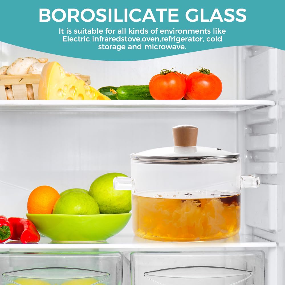 Recceng anti-scratch glass pot with sturdy handles for safe lifting.