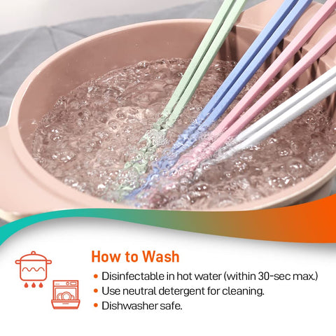 RECOHOME dishwasher-safe silicone chopsticks for easy cleanup