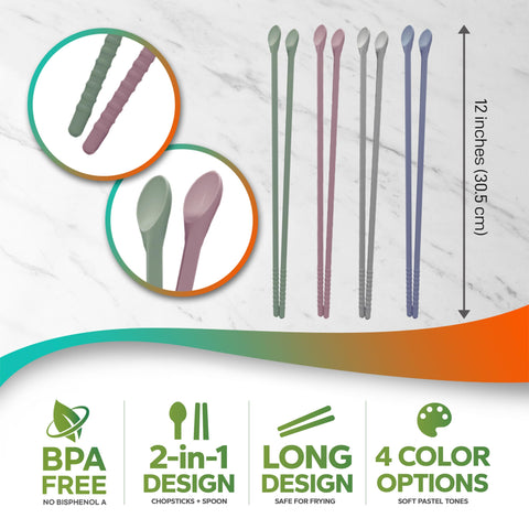 Close-up of non-slip tip on RECOHOME silicone chopsticks for greasy foods