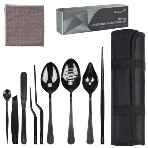 Recsrdce 9-piece plating set laid out for precise, professional presentation