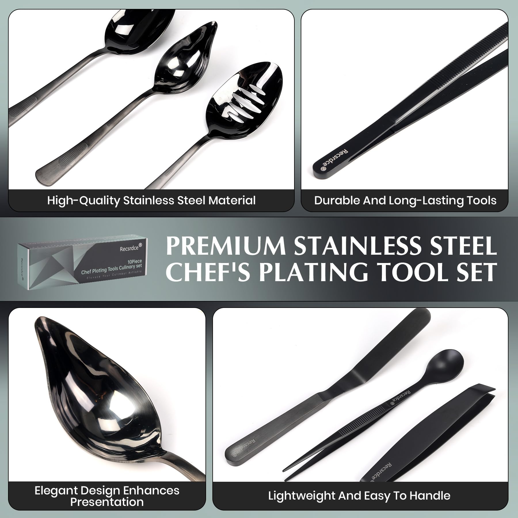 Recsrdce precision plating spoons for accurate portioning and decoration
