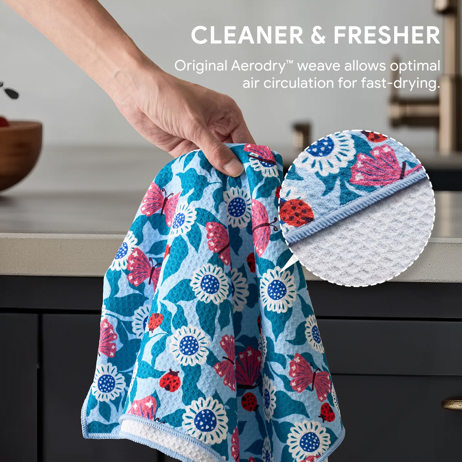 RECYCO waffle towel hanging loop for easy storage between uses
