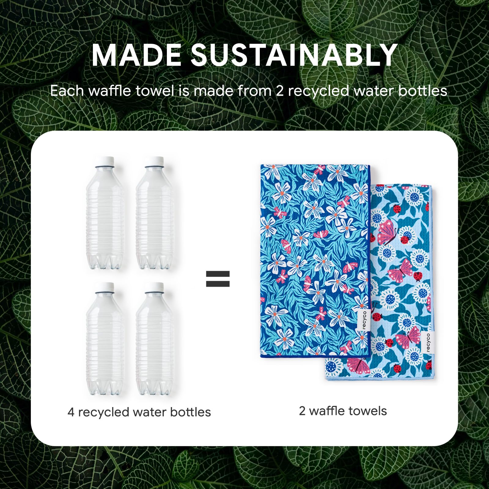 RECYCO-cloud-blue waffle towel on a counter ready for kitchen tasks