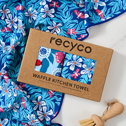 RECYCO waffle towel lightweight yet durable in a busy kitchen