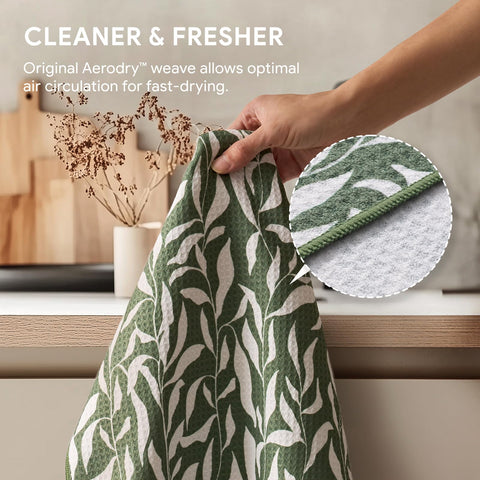 RECYCO waffle kitchen towel hanging loop for easy storage.