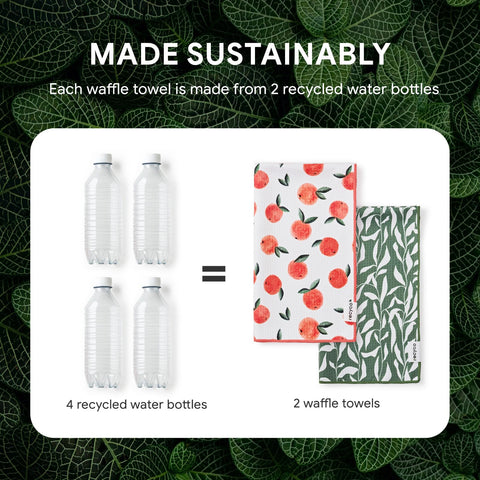 RECYCO waffle kitchen towel two-pack ready for busy kitchens.