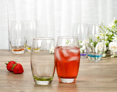 Red Co. Glass with weighted bottom adds stability during casual or formal dining.