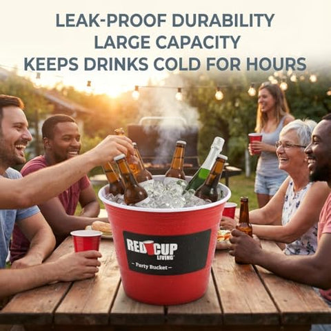Red Cup Living dishwasher-safe ice bucket cleans quickly after events.