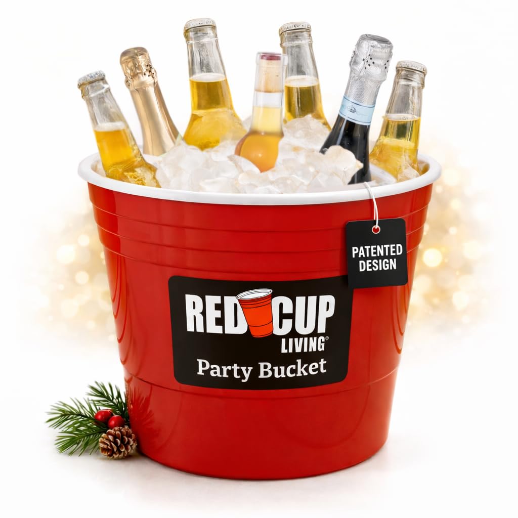 Red Cup Living large party ice bucket keeps drinks cold longer at gatherings.
