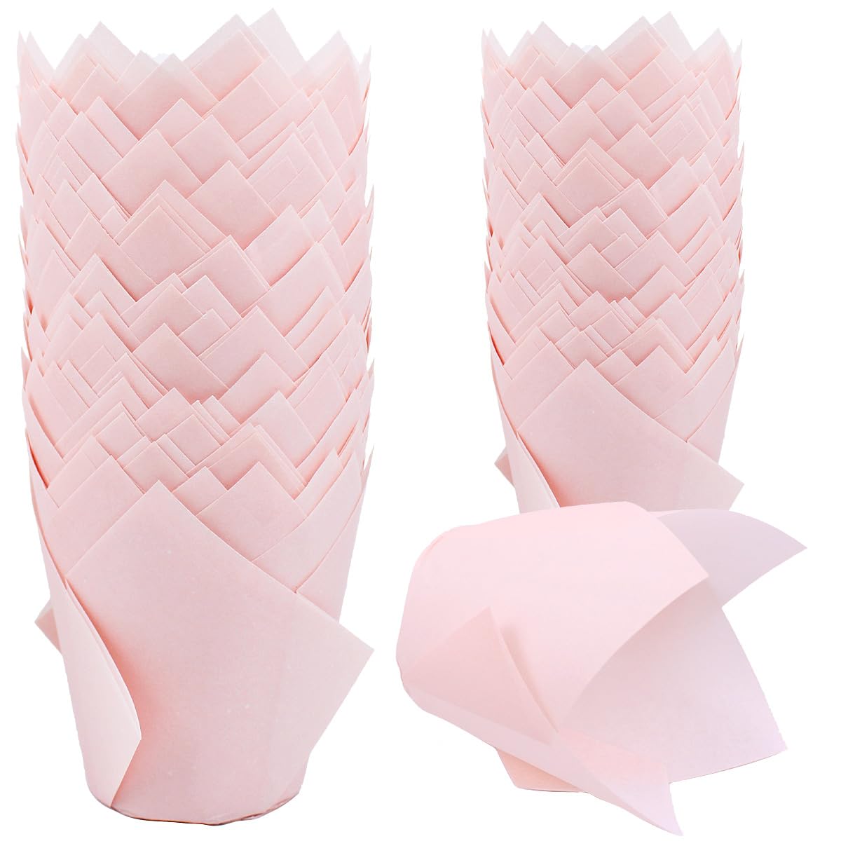REDANHA pink tulip cupcake liners provide elegant presentation with easy release.