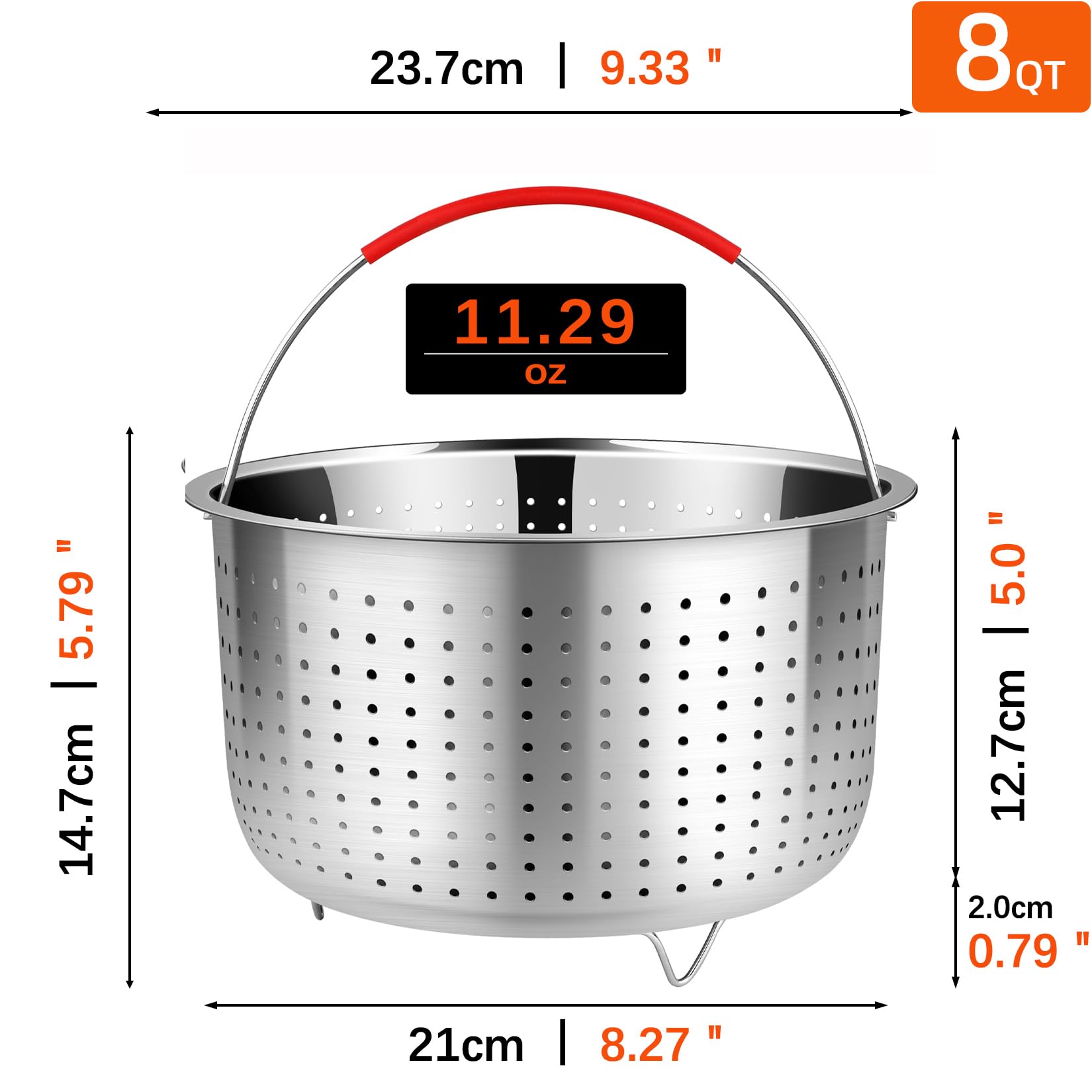 Redant 18-8 stainless steel construction resists rust for long-lasting use.