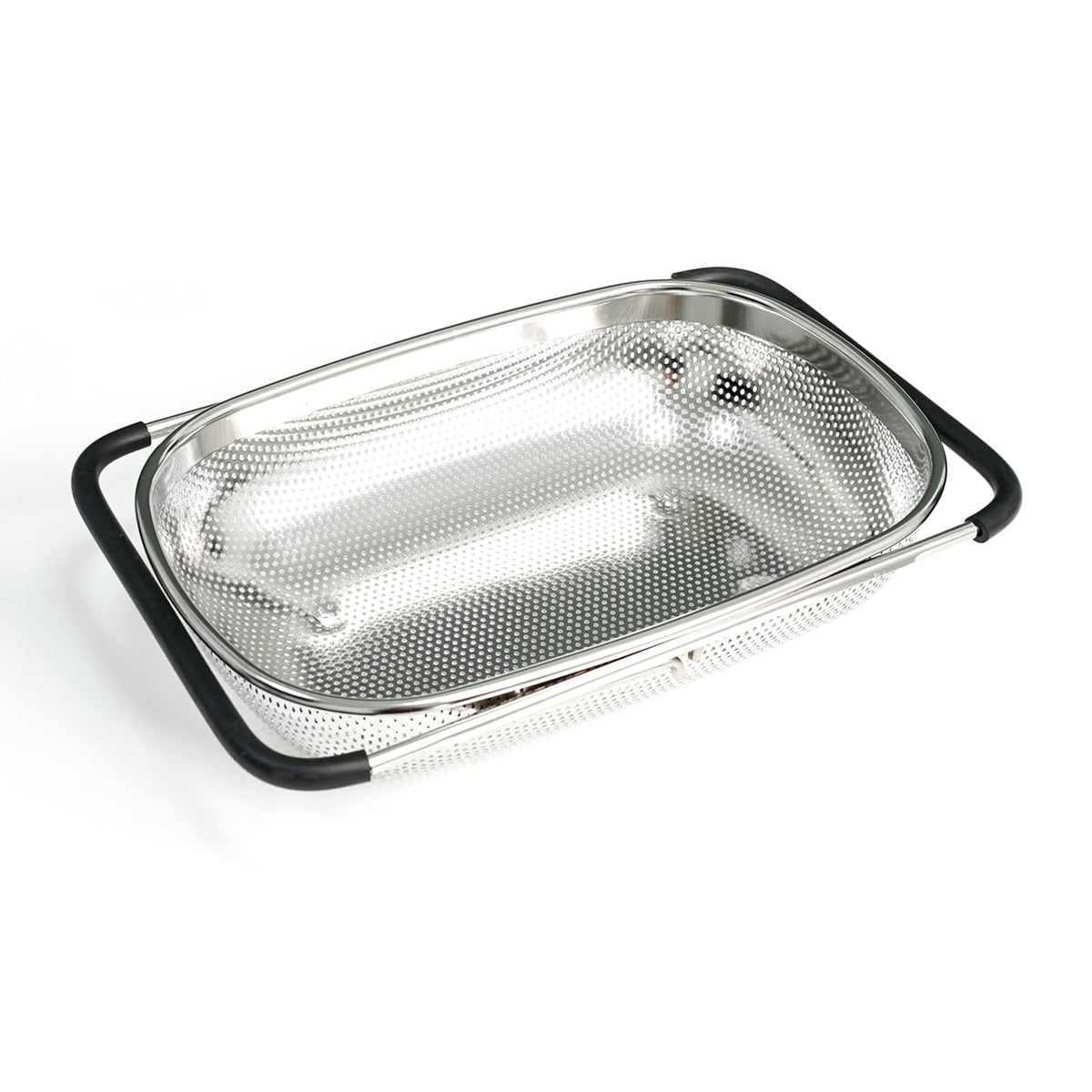 REDANT over-the-sink colander in stainless steel for quick, hands-free draining.