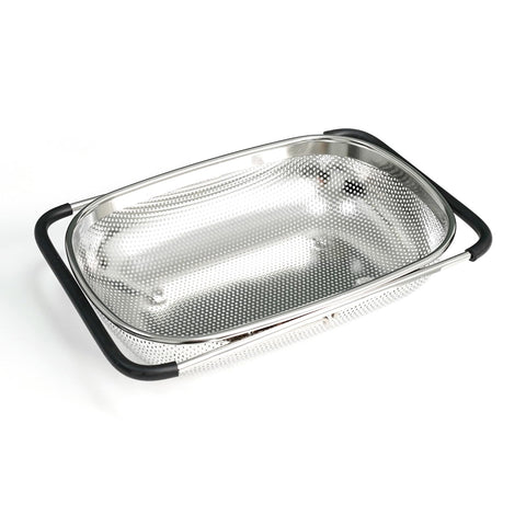 REDANT over-the-sink colander in stainless steel for quick, hands-free draining.