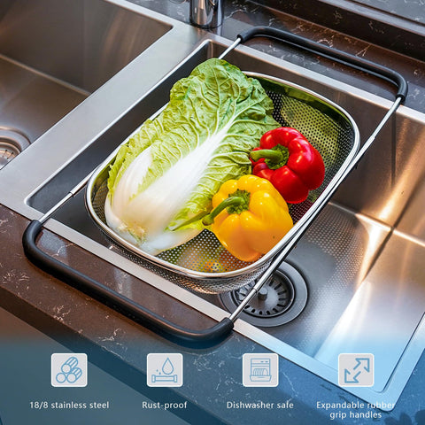 REDANT pasta strainer rinses spaghetti and vegetables efficiently.