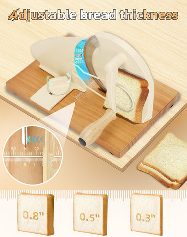 Redants slicer shows adjustable thickness scale for customizable bread slices.
