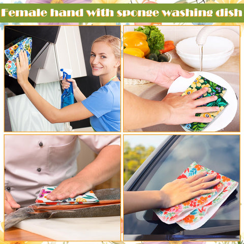 Redbaker floral cotton towels absorb spills quickly, reducing waste in busy kitchens.