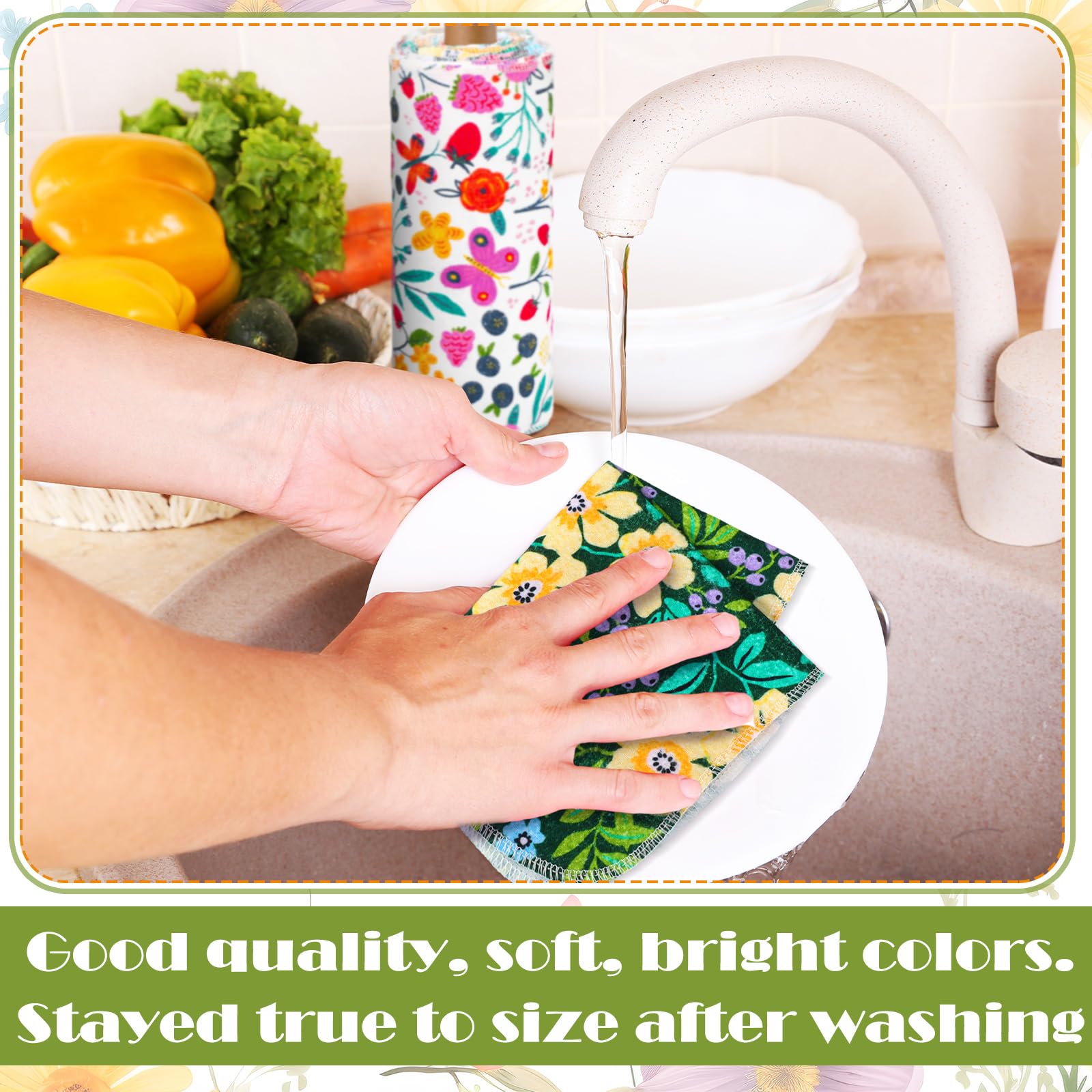 Redbaker absorbent towels drying dishes after washing hands and plates.