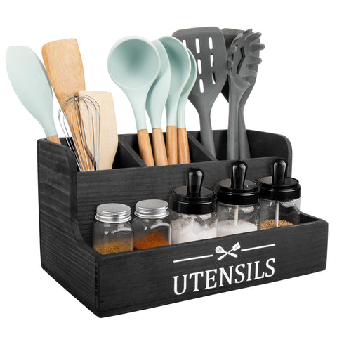 RedCall extra large utensil holder with four compartments keeps utensils organized on the countertop